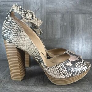 Sun + Stone Reeta Sandals Womens 8.5 Snakeskin Block Heel Platform SS REETA
